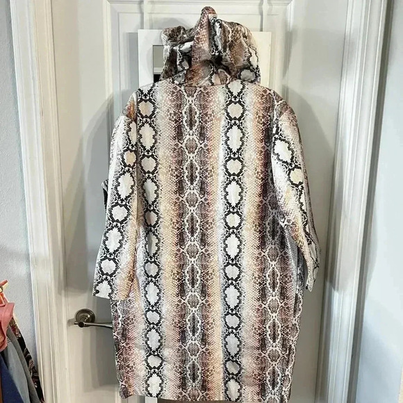 322 Maje Oversized Snake Print Shell Hooded Lightweight Coat Jacket One Size - Picture 3 of 3